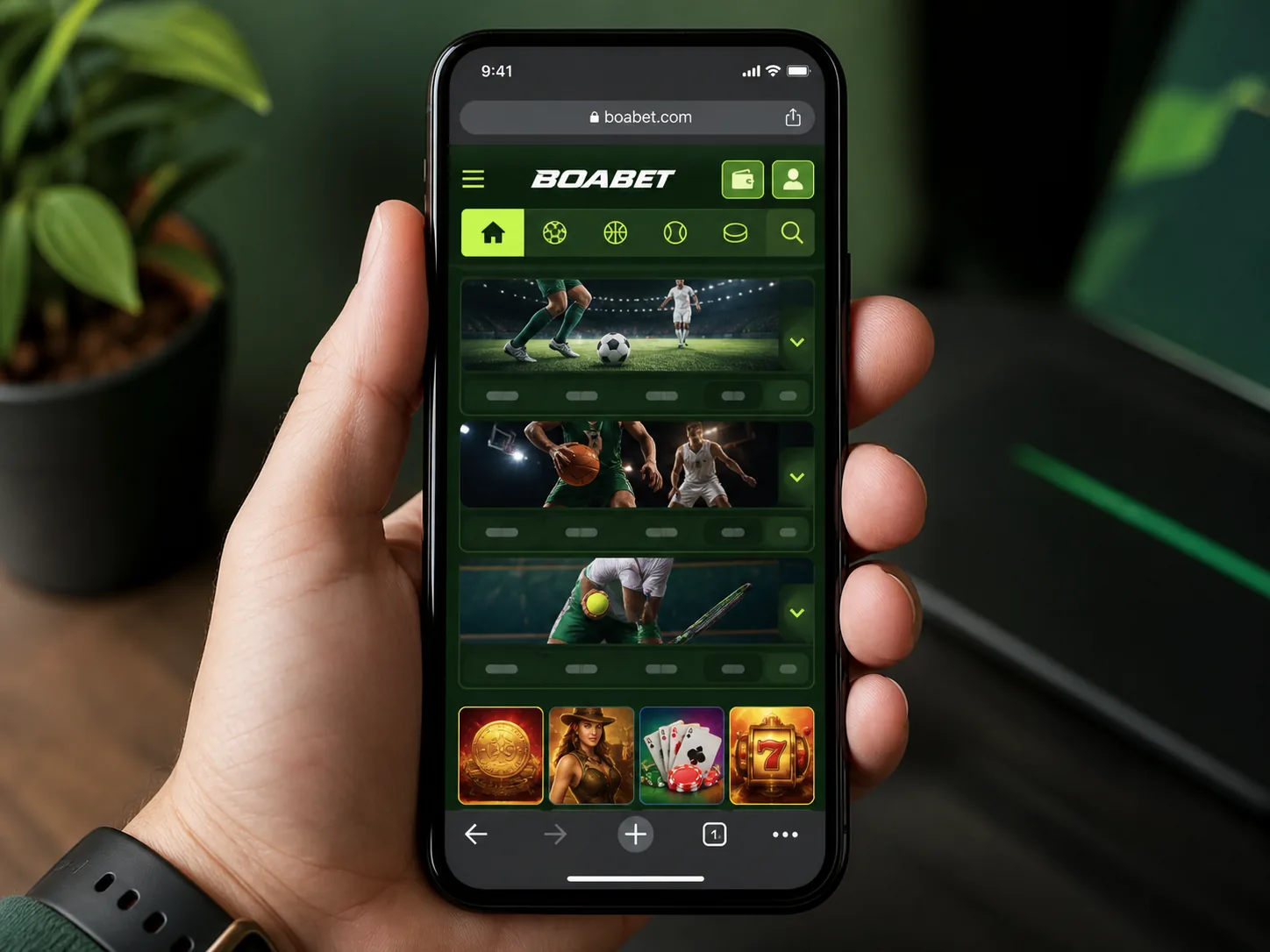 BoaBet mobilböngészős sport- és kaszinófelület